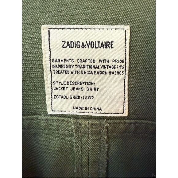 ZADIG & VOLTAIRE Green Military Lace Up Shift Dress With Embroidered Tiger - Picture 9 of 13